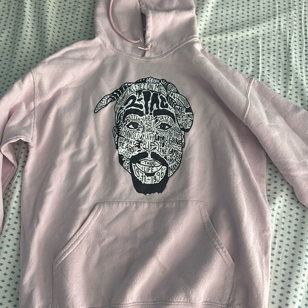 pink boys tupac hoodie medium